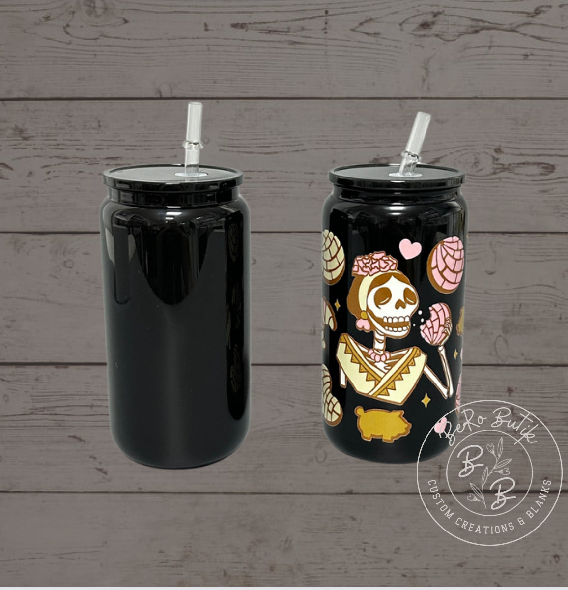 16oz Black Glass Cans