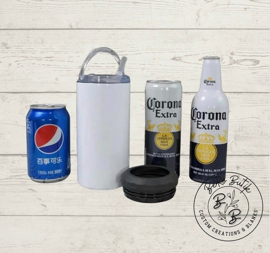 16oz 4 in 1 can cooler with 2 lids