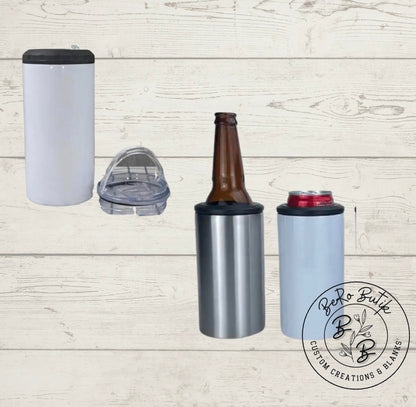 16oz 4 in 1 can cooler with 2 lids