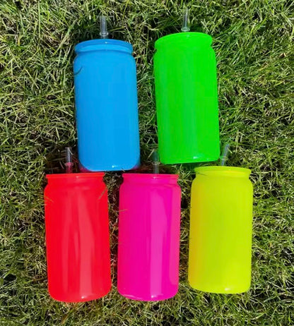 16oz Sublimation Neon Glass Can