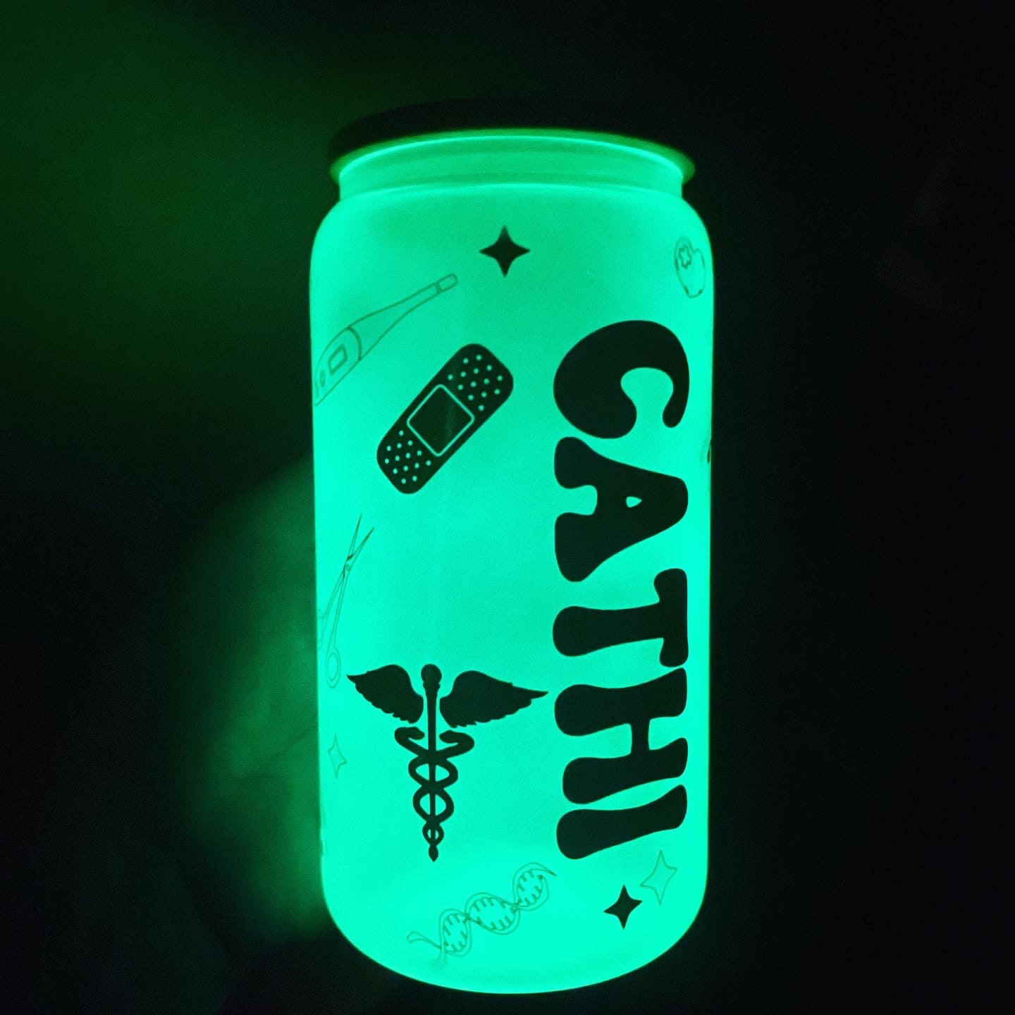 16oz 3in1 Frosted/UV/GITD Glass Can