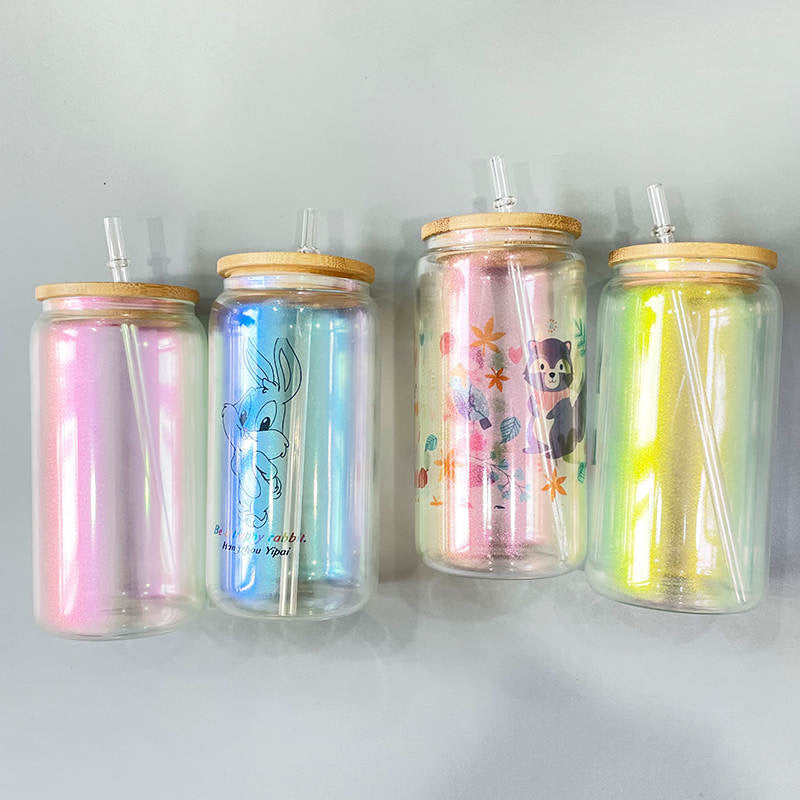 16oz Iridescent Glass Can